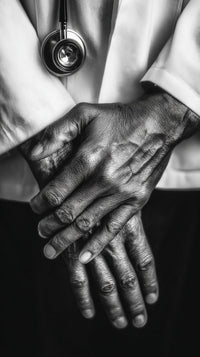 A Portrait Of A Doctor S Hands With Visible Signs Of Aging And Wear Set Against A Neutral Background — Stock Photo