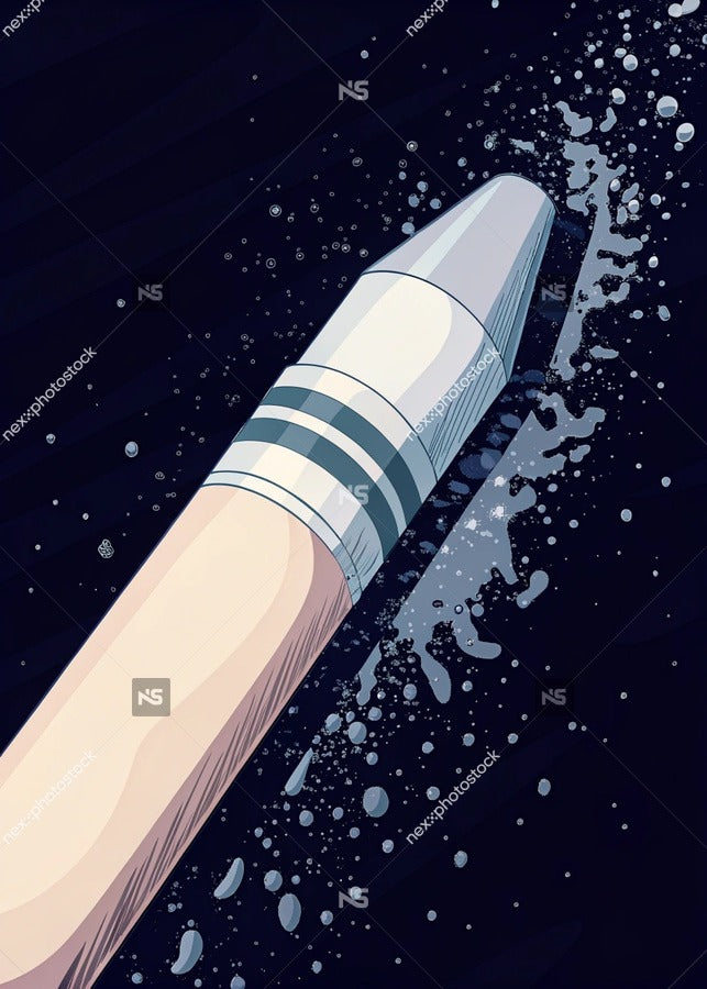 Graphic Illustration Of A Pencil With An Eraser In A Close Up View Set Against A Dark Background — Stock Illustration