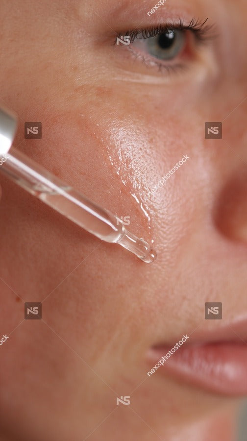 Skin Care Routine With A Close Up Of A Person Applying A Cream Gel To Their Face Using A Wand Showcasing The Product — Stock Photo