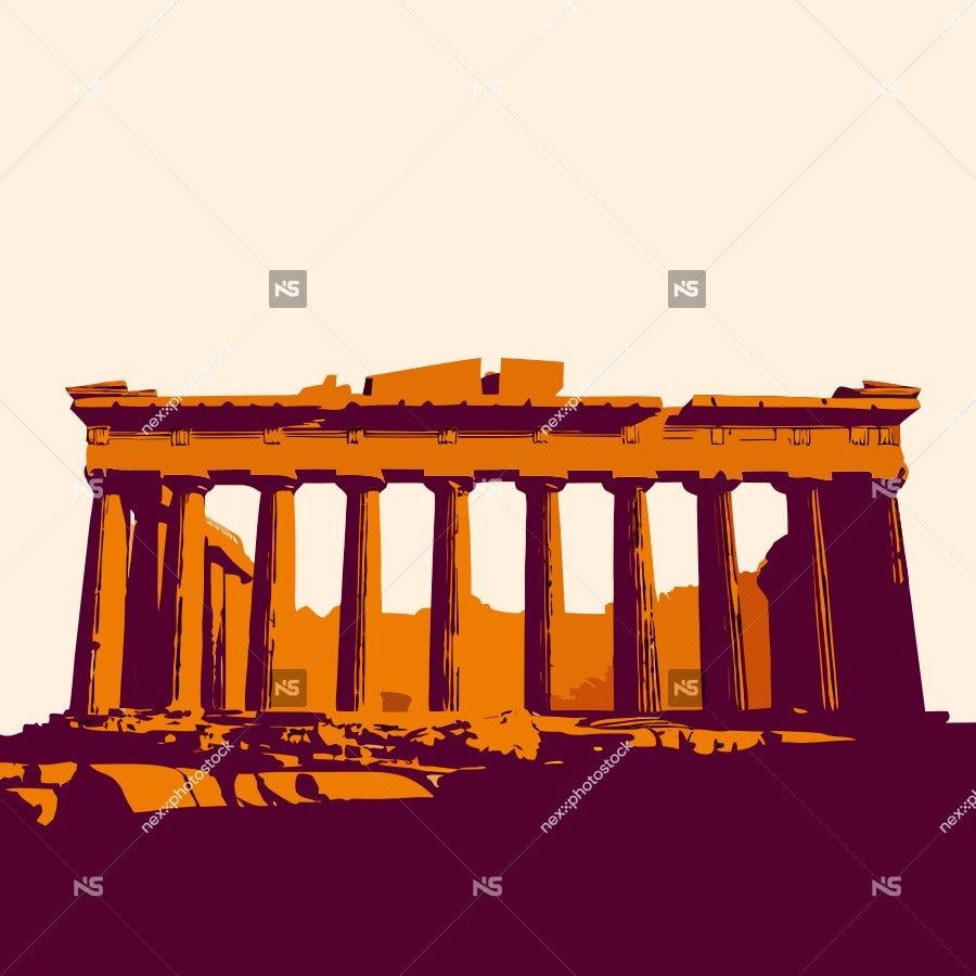 Showcases The Ancient Greek Temple Ruins Prominently The Iconic Parthenon In Athens Greece — Stock Vector