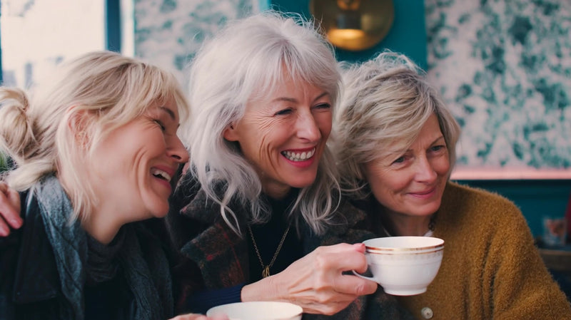 three women posing for a photo in a restaurant smiling and enjoying each other s company - Stock Video
