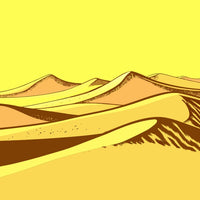 Desert Landscape With Rolling Sand Dunes Under A Clear Blue Sky Viewed From An Elevated Perspective — Stock Vector