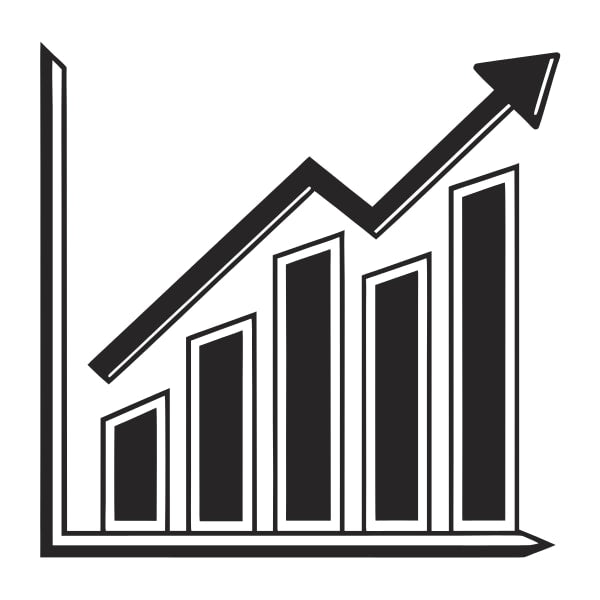 Features A Black And White Graphic Illustrating Business Growth With An Upward Pointing Arrow Symbolizing Increasing Progress Success — Stock Vector