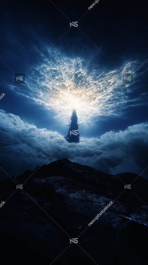 Depicts A Nighttime Skyline With A Full Moon Prominently Visible In The Background Casting Light On The Scene Below — Stock Photo