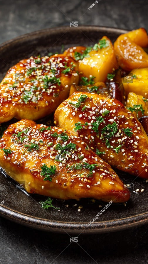 Chicken Wings With Sauce On A Black Plate — Stock Photo