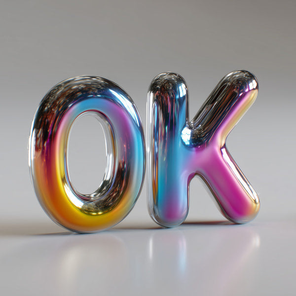 3d Rendered Text Ok In A Rainbow Spectrum Of Colors On A White Background — Stock Photo