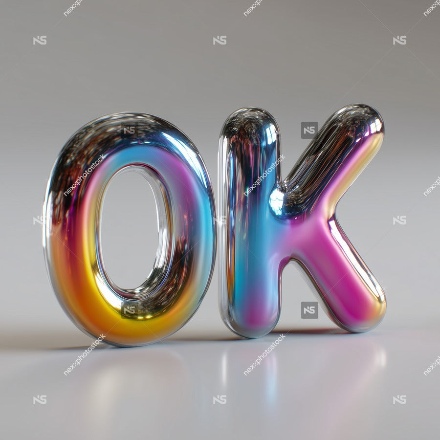 3d Rendered Text Ok In A Rainbow Spectrum Of Colors On A White Background — Stock Photo