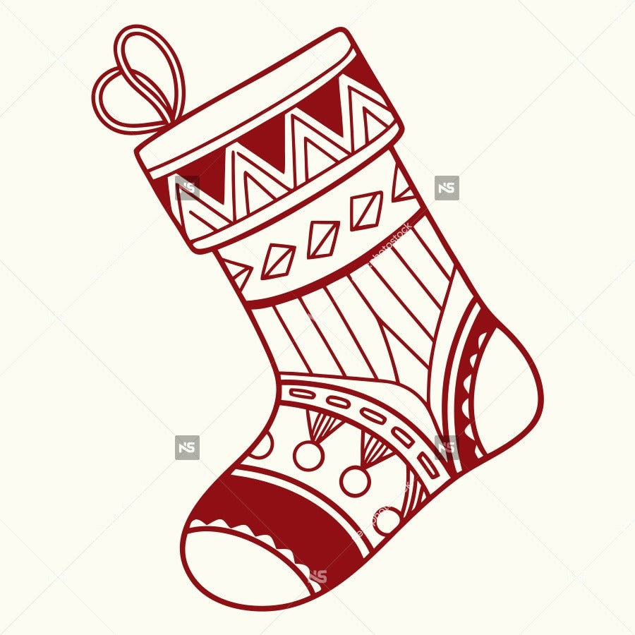 A Red And White Striped Christmas Stocking With A White Ribbon Tied Around It Set Against A White Background — Stock Vector