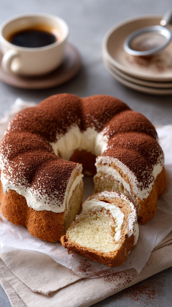 A Chocolate Cake With White Icing Topped With Powdered Sugar And A Sprinkle Of Cocoa Powder Sits On A Table Next — Stock Photo