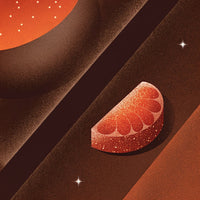 Illustration Of A Slice Of Pineapple On A Dark Background With A Starry Sky In The Upper Left Corner — Stock Illustration