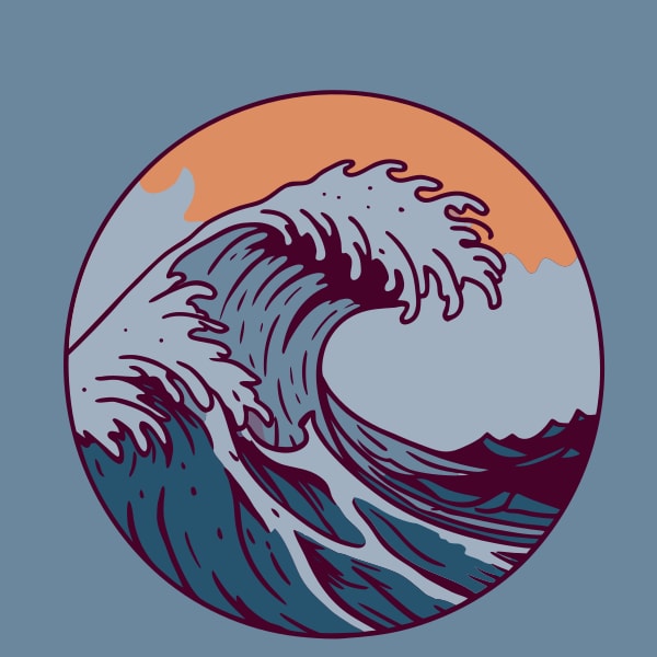 The Iconic Woodblock Print The Great Wave Of Kanagawa Is A Famous Japanese Artwork That Depicts A Large Wave In The Ocean — Stock Vector
