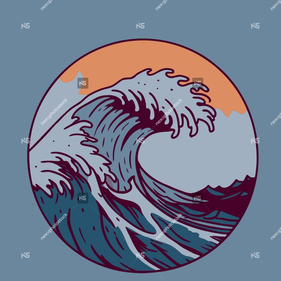 The Iconic Woodblock Print The Great Wave Of Kanagawa Is A Famous Japanese Artwork That Depicts A Large Wave In The Ocean — Stock Vector