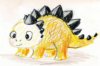 Hand Drawn Cartoon Of A Dinosaur With A Cute Expression Standing On Two Legs And Looking Directly At The Viewer — Stock Illustration
