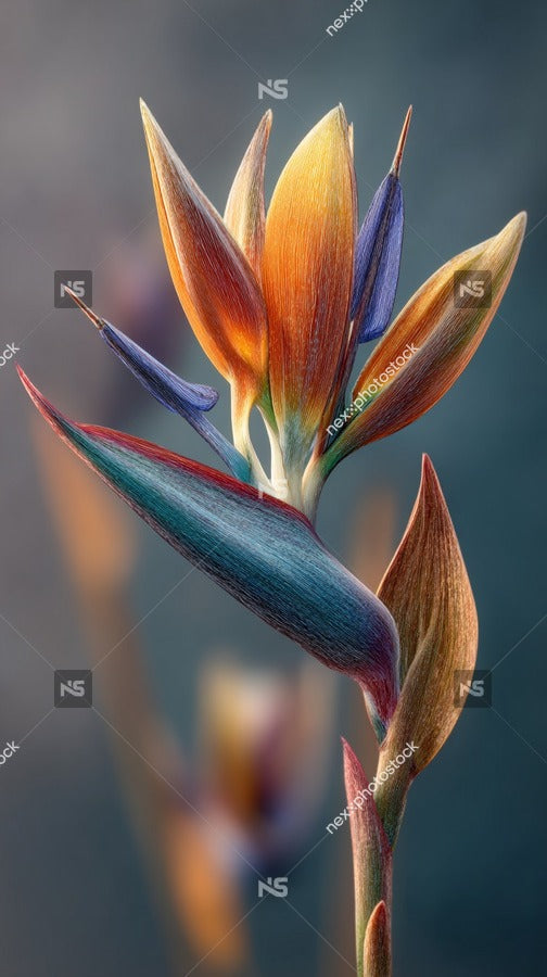 Colorful Flower Blossom With Vibrant Petals And A Green Stem Set Against A Blurred Background — Stock Photo