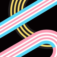 Colorful Abstract Graphic Design With A Rainbow Stripe And The Letter C In The Center — Stock Vector