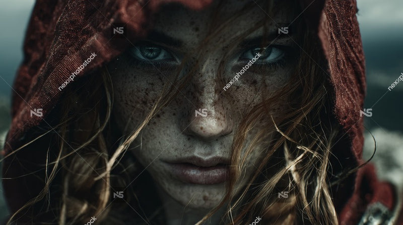A Young Woman With Red Hair Wearing A Red Hoodie And Looking Off To The Side — Stock Photo