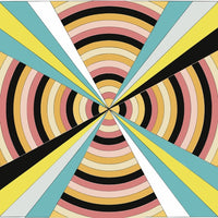 Colorful Kaleidoscope Pattern With A Central Spiral Design Set Against A Background Of Geometric Shapes And Lines In Various Colors — Stock Vector