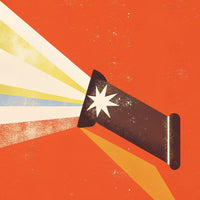 A Vintage Propaganda Poster With A Red Background A Megaphone In The Foreground And Rays Of Light Emanating From It — Stock Illustration