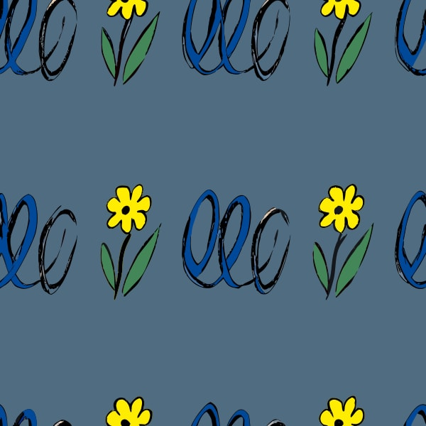 Blue Daisy Pattern With A Repeating Design Yellow Flowers And Green Leaves On A Dark Blue Background — Stock Vector