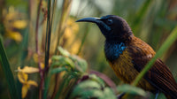 A Bird Is Perched In A Natural Setting Surrounded By Tall Grass And Plants — Stock Photo