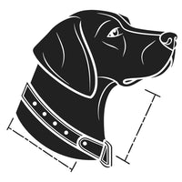 Black Dog Head In Profile View With Collar And Chain Isolated On White Background — Stock Vector