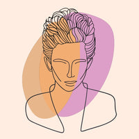 A Stylized Portrait Of A Woman With Blonde Hair A Side Profile View And A Color Gradient Background — Stock Vector
