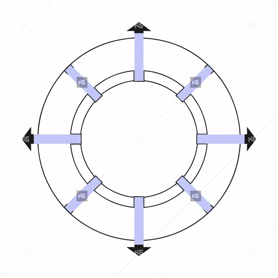 Displays A Circular Diagram Consisting Of Eight Segments Each Connected By Straight Lines To Form A Complete Circle — Stock Vector