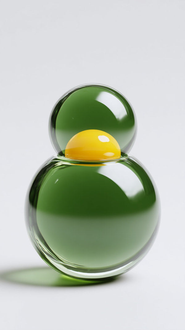 A Glass Sculpture With A Yellow Sphere Inside Set Against A White Background — Stock Photo
