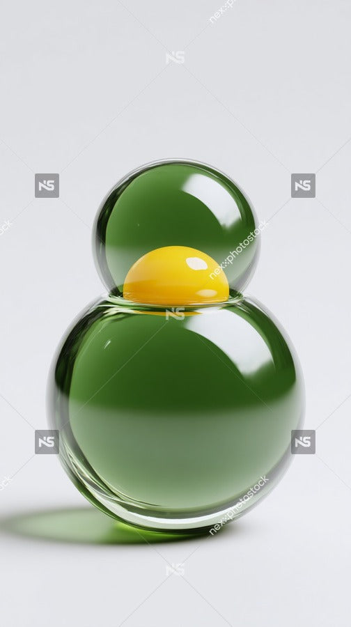 A Glass Sculpture With A Yellow Sphere Inside Set Against A White Background — Stock Photo