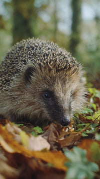 Shows A Hedgehog Resting On A Bed Of Fallen Leaves In What To Be An Outdoor Setting — Stock Photo