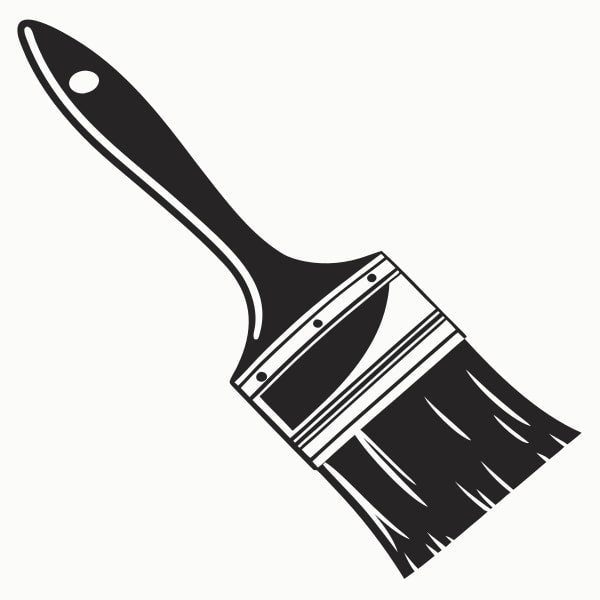 A Paintbrush With A Black Handle And White Bristles Isolated On A White Background — Stock Vector