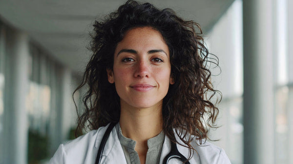 Female Doctor Standing In Hospital Hallway — Stock Photo