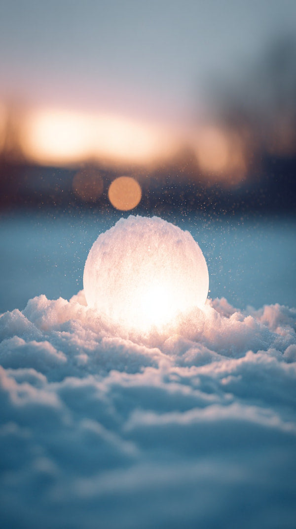 A Glowing Snowball Is Prominently Featured In A Dark Setting With A Bokeh Effect Visible In The Background — Stock Photo