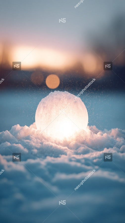 A Glowing Snowball Is Prominently Featured In A Dark Setting With A Bokeh Effect Visible In The Background — Stock Photo