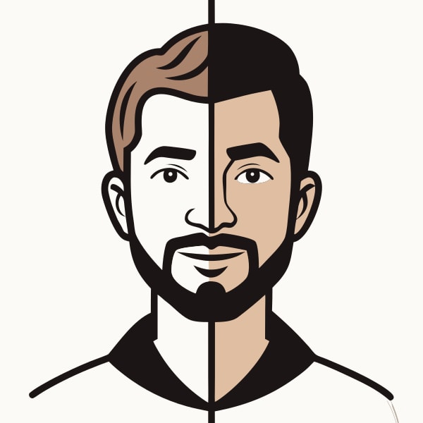 A Man S Journey From A Clean Shaven To A Bearded Appearance Illustrated In Black And White — Stock Vector