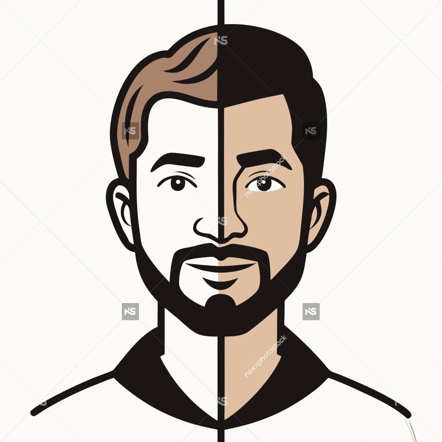 A Man S Journey From A Clean Shaven To A Bearded Appearance Illustrated In Black And White — Stock Vector