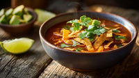 A Bowl Of Chili Cheese Nacho Dip Garnished With Lime And Cilantro Placed On A Wooden Table — Stock Photo