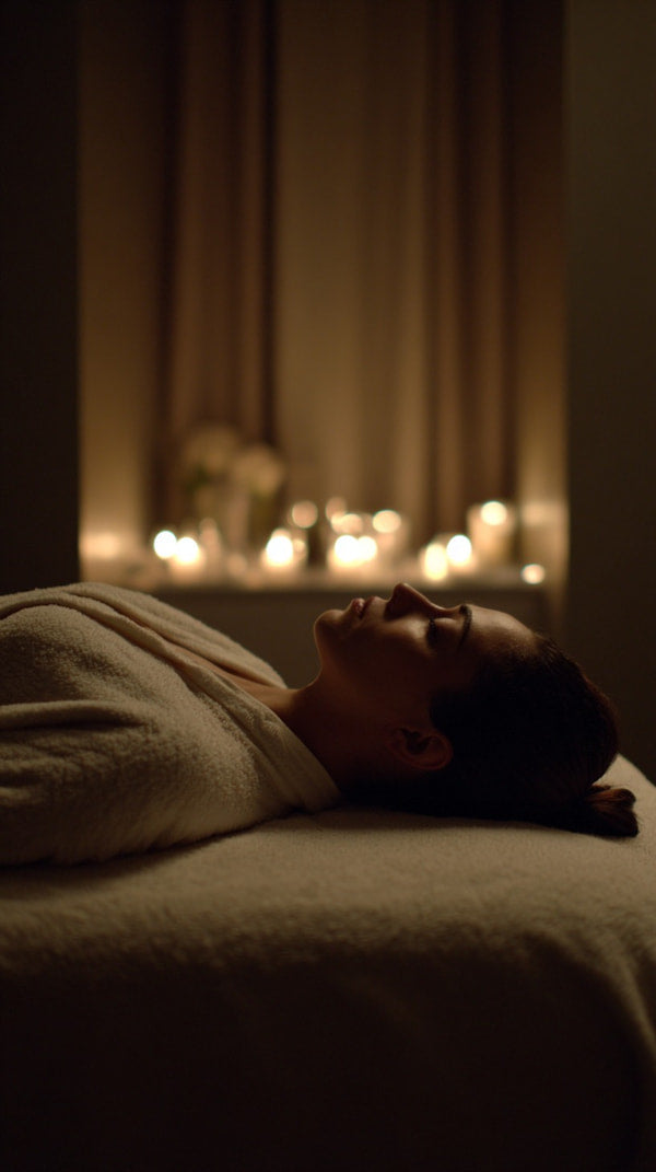 A Photograph A Person Lying On Their Back With Eyes Closed Appearing To Be In A State Of Relaxation Meditation — Stock Photo