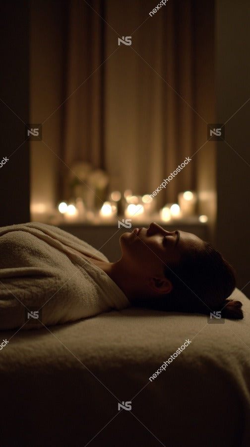 A Photograph A Person Lying On Their Back With Eyes Closed Appearing To Be In A State Of Relaxation Meditation — Stock Photo