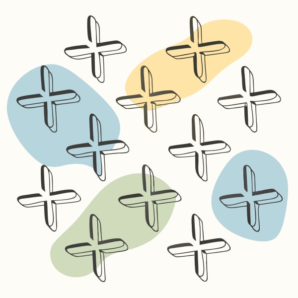 A Collection Of Colorful Crosses In A Pattern Various Shades And Styles Set Against A White Background — Stock Vector