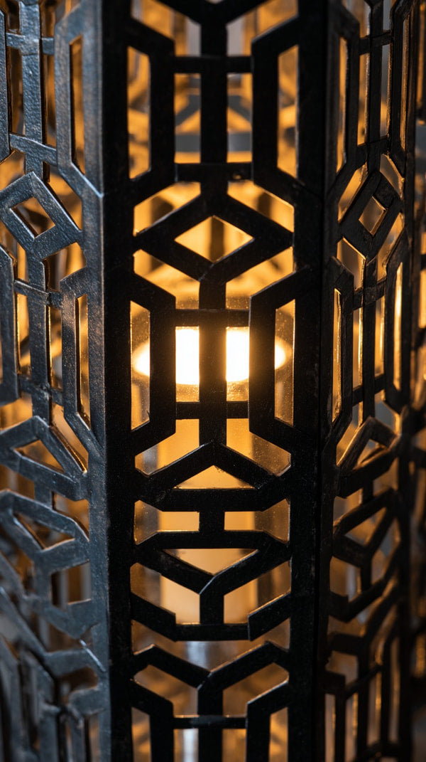 Metal Lantern With Intricate Design — Stock Photo