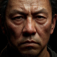 Portrait Of An Aging Man With A Stern Expression Set Against A Dark Background — Stock Photo