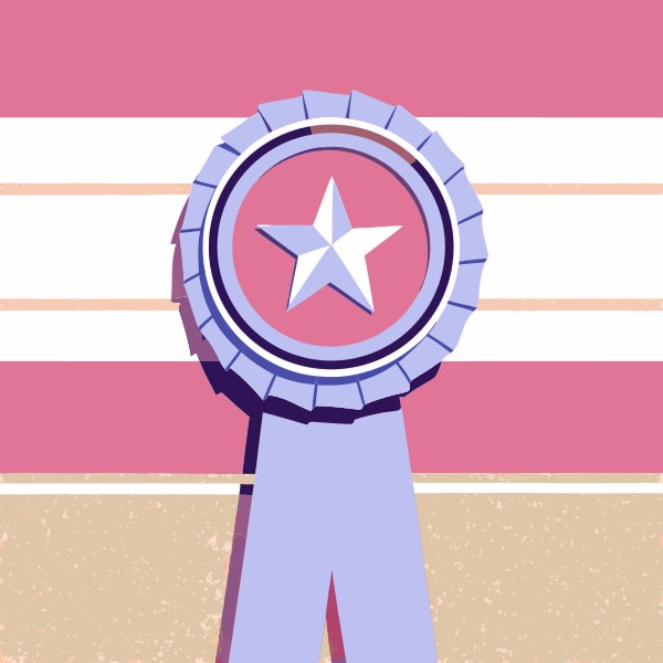 A Ribbon With A Star Trophy Indicating An Award Recognition For Achievement In A Competition Event — Stock Vector