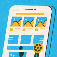 Illustration Of A Smartphone A Webpage With A Mountainous Landscape And A Person S Silhouette In The Foreground — Stock Illustration