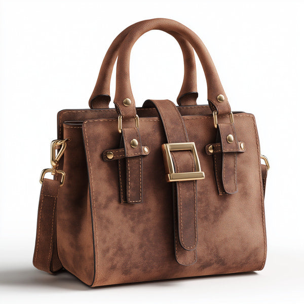 A Brown Leather Handbag With A Strap Showcasing Its Design And Material In A Studio Setting — Stock Photo