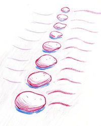 A Cartoon Depiction Of A Rocky Path With Five Rocks Each One Slightly Larger Than The Last Leading Towards The Horizon — Stock Illustration
