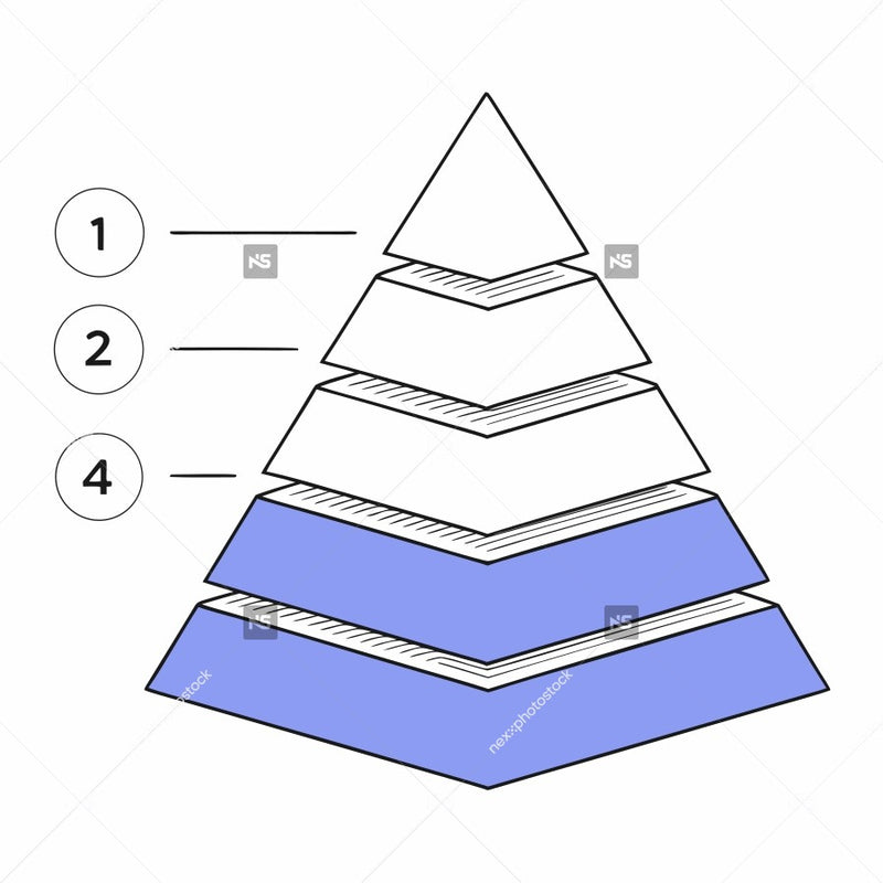 Isolated 3d Illustration Of A Step Pyramid With Four Steps Set Against A Blue Background — Stock Vector