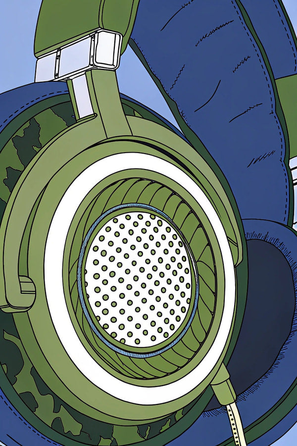 Camouflage Designed Green Headphones — Stock Illustration