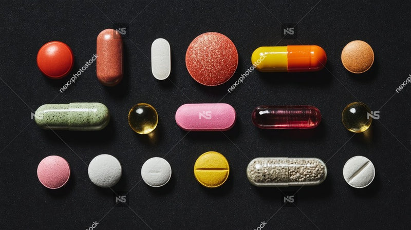 A Collection Of Colorful Pills Displayed In A Neat Row Against A Dark Background — Stock Photo