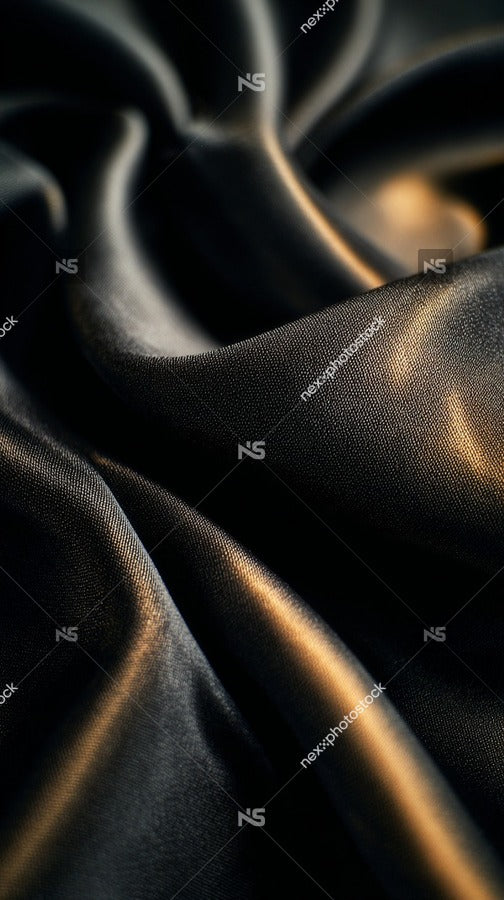 Shiny Black Silk Fabric — Stock Photo